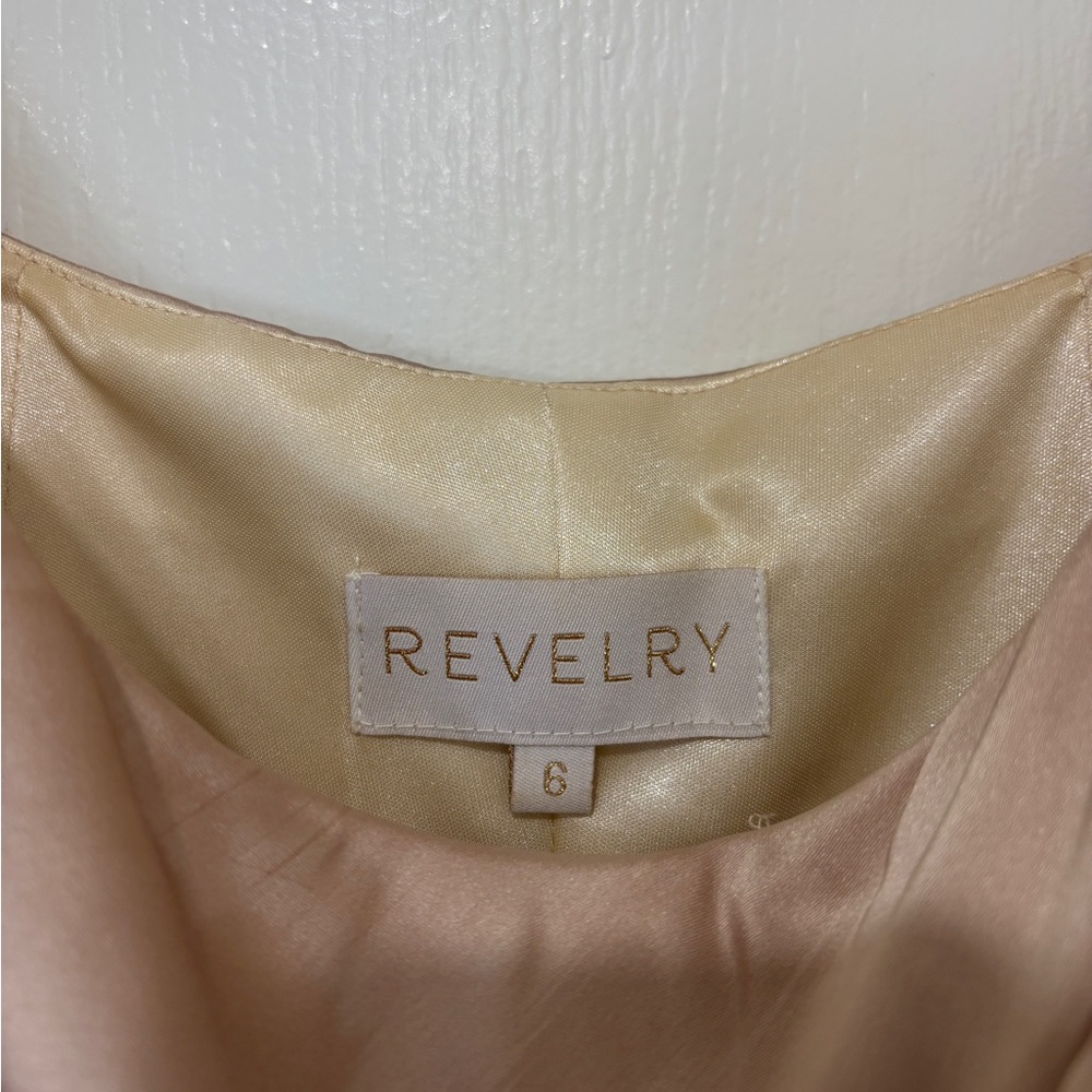 Revelry Champagne Satin Midi Dress Women’s Size 6 Bridesmaid / Wedding Guest - Picture 4 of 8